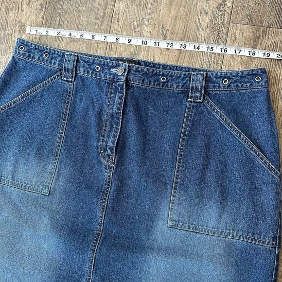 Style & Co Woman Size 18W Blue Jean Denim Skirt Long Modest Side Slits 38x33.5 - Picture 3 of 8